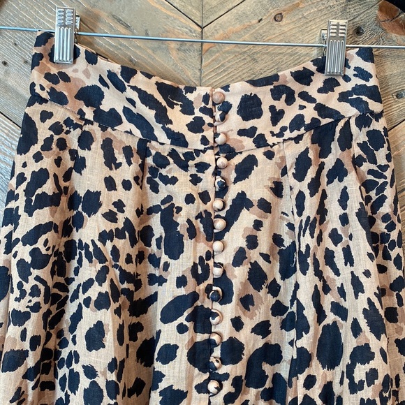 ZIMMERMANN Veneto Leopard Linen Skirt 1 US6 NWOT - Picture 10 of 14